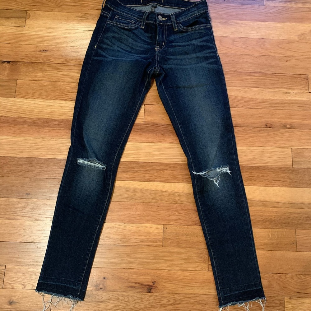 Ripped dark wash skinny jeans